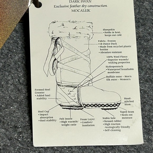 Dark Swan Boots Womens 8 Moccaluk Shearling Lined Waterproof Handmade Native - Picture 5 of 16